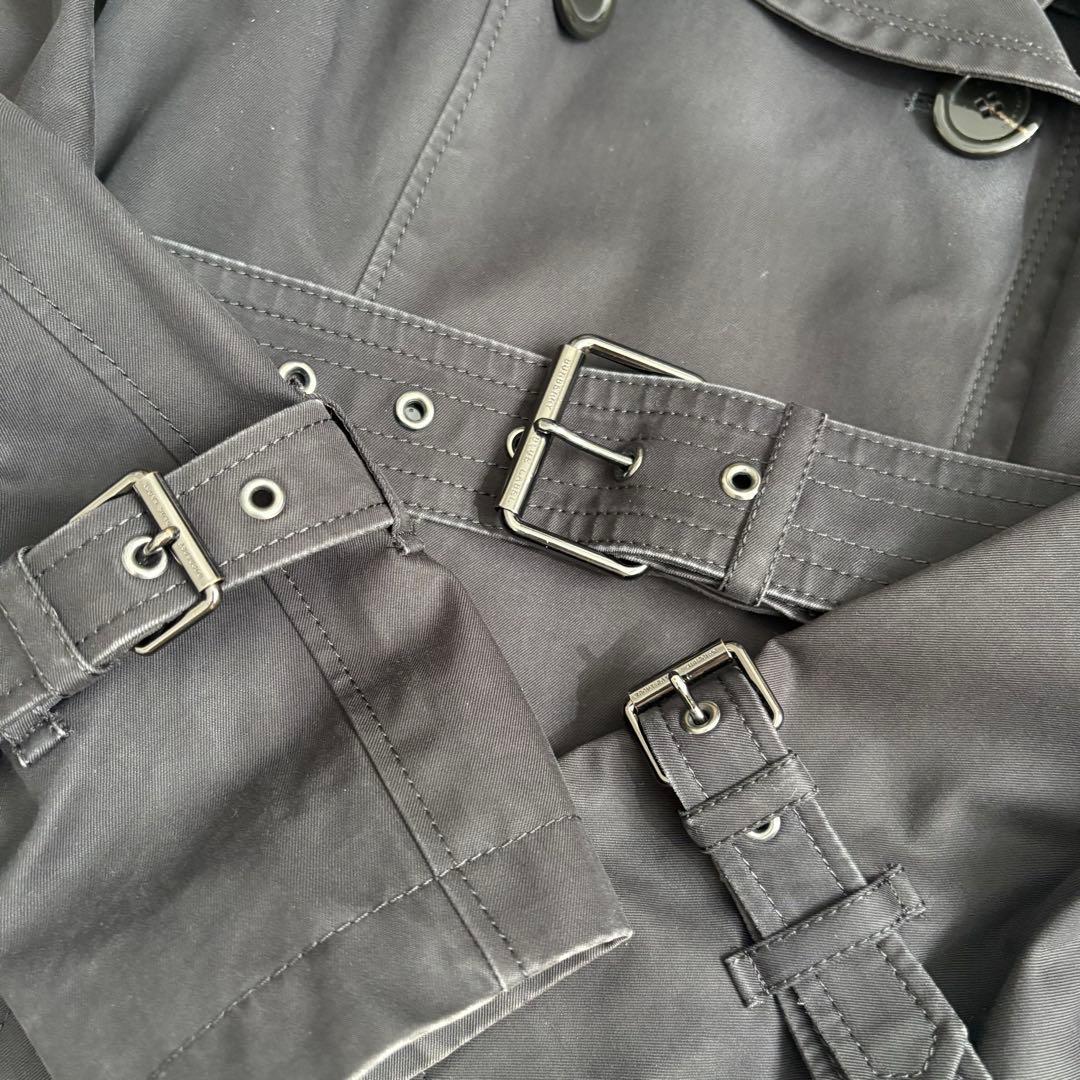 人気◆バーバリーブルーレーベル ライナー ベルト付 トレンチコート 黒 L