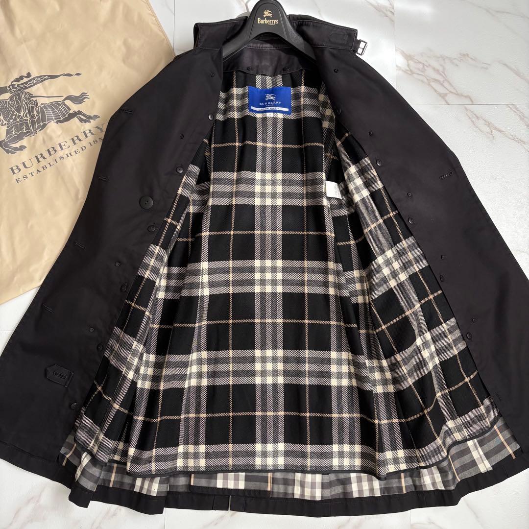 人気◆バーバリーブルーレーベル ライナー ベルト付 トレンチコート 黒 L