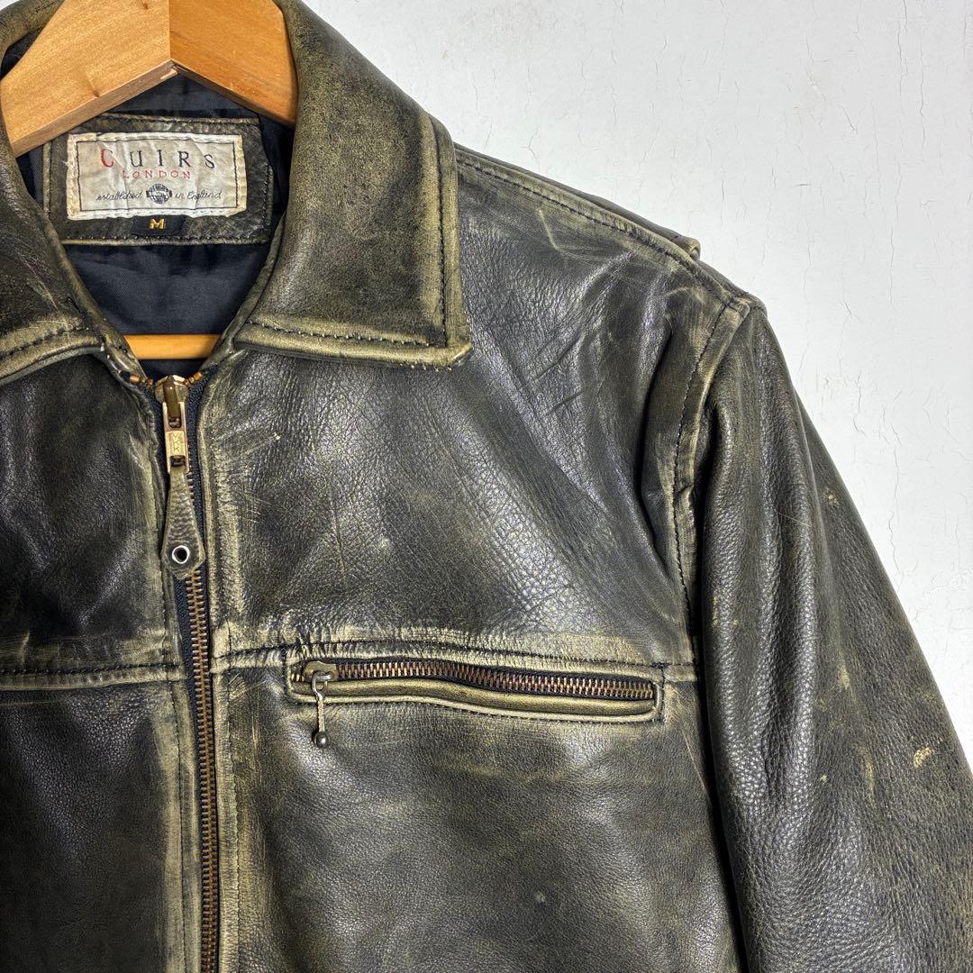 EURO VINTAGE シングルレザージャケット ボックス 短丈 カウハイド