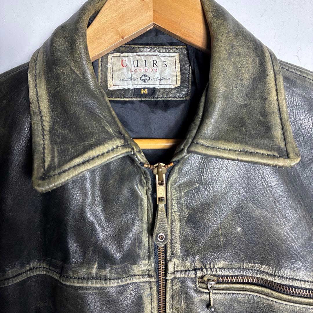 EURO VINTAGE シングルレザージャケット ボックス 短丈 カウハイド
