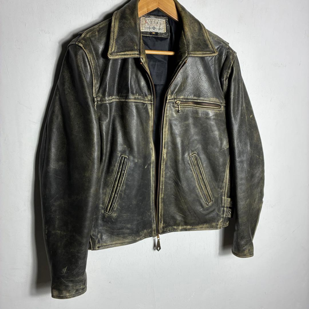 EURO VINTAGE シングルレザージャケット ボックス 短丈 カウハイド