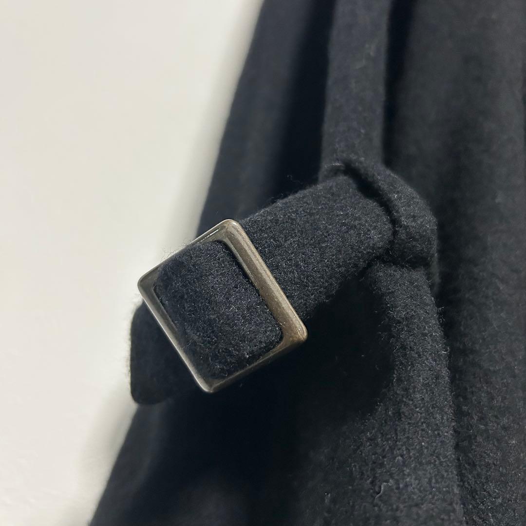 【匿名配送】アデュートリステス ウールピーバービッグカラーコート ウール 黒