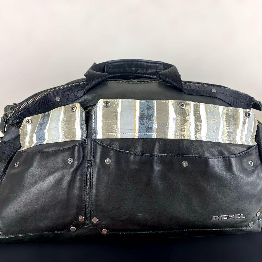 【美品】DIESEL 大型ボストンバッグ 2way Black leather