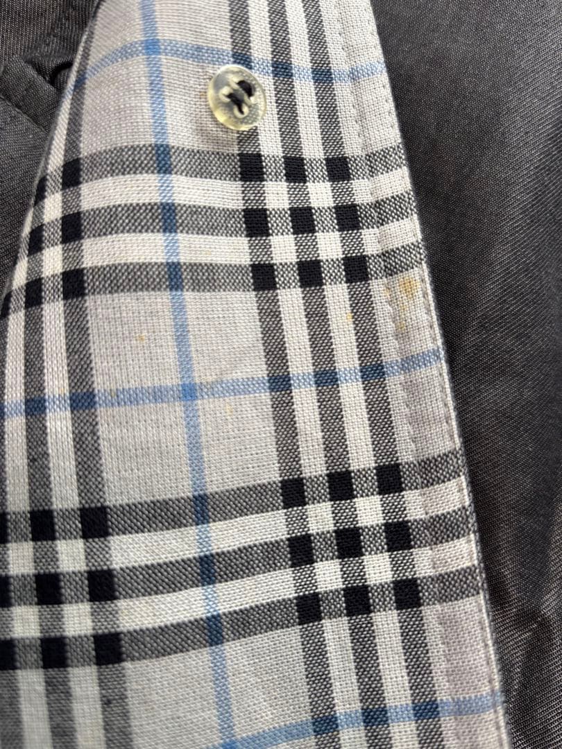 バーバリーロンドン　11号　グレー　ノバチェック トレンチコート　ロング　刺繍