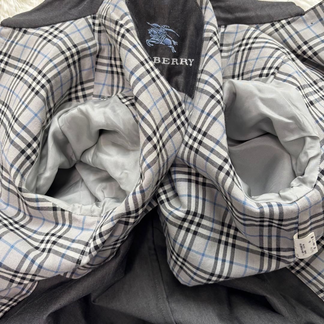 バーバリーロンドン　11号　グレー　ノバチェック トレンチコート　ロング　刺繍