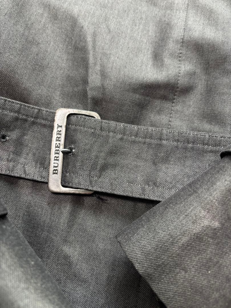 バーバリーロンドン　11号　グレー　ノバチェック トレンチコート　ロング　刺繍