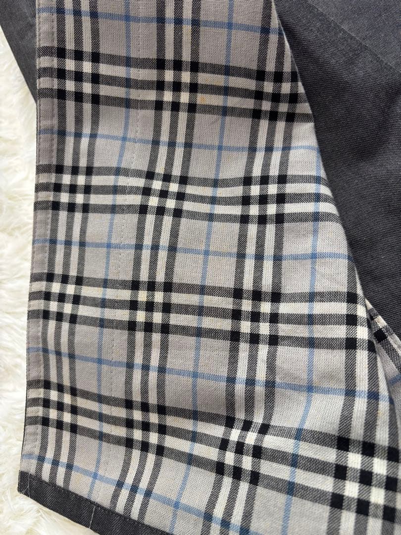 バーバリーロンドン　11号　グレー　ノバチェック トレンチコート　ロング　刺繍