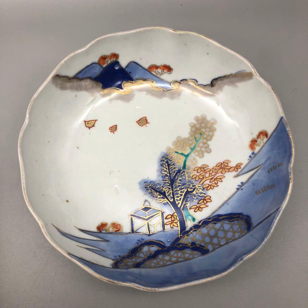 明治旧家蔵出し古伊万里富士山金彩鉢ボウルなます皿15cm4個アンティーク食器