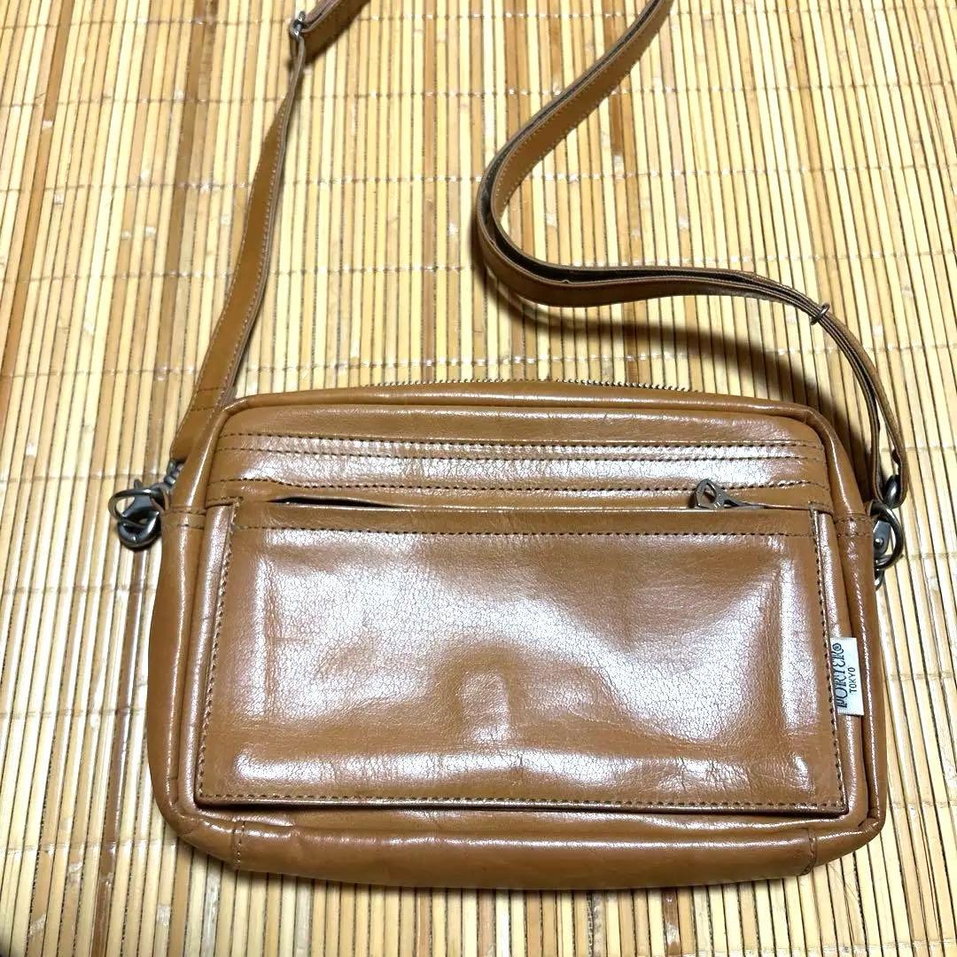 PORTER レザースクエアショルダーバッグ　本革　キャメル色
