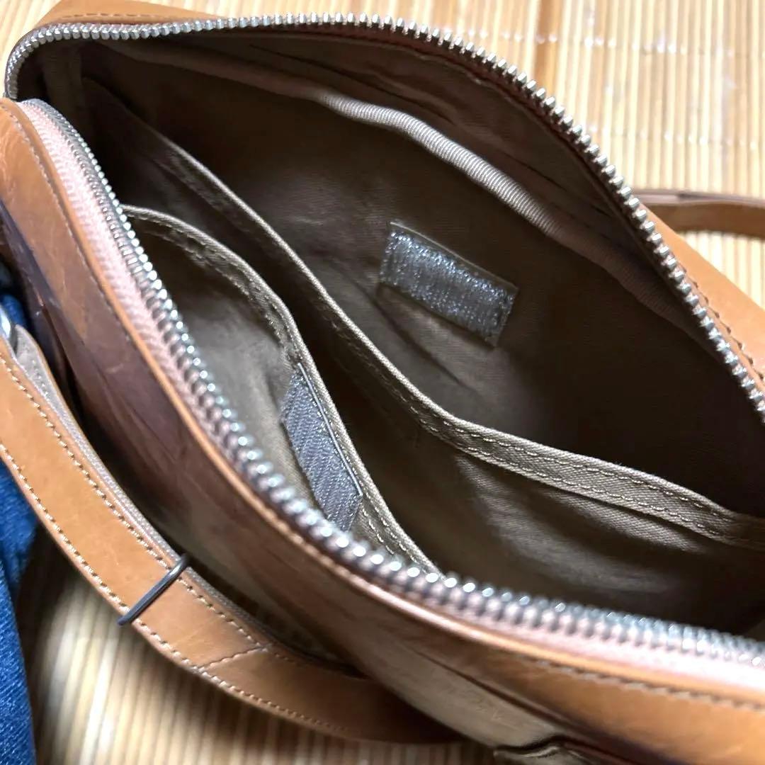 PORTER レザースクエアショルダーバッグ　本革　キャメル色