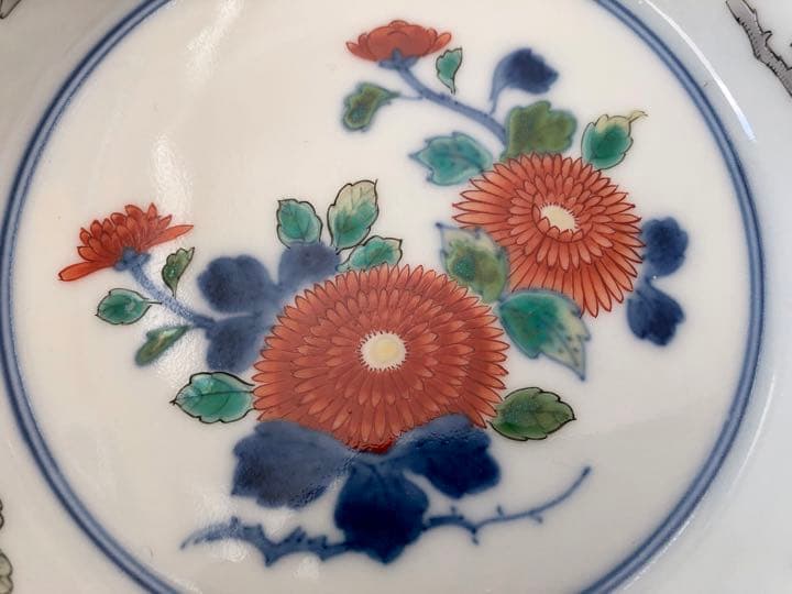 今泉今右衛門　鉢　錦絵　菊　椿　牡丹　人間国宝