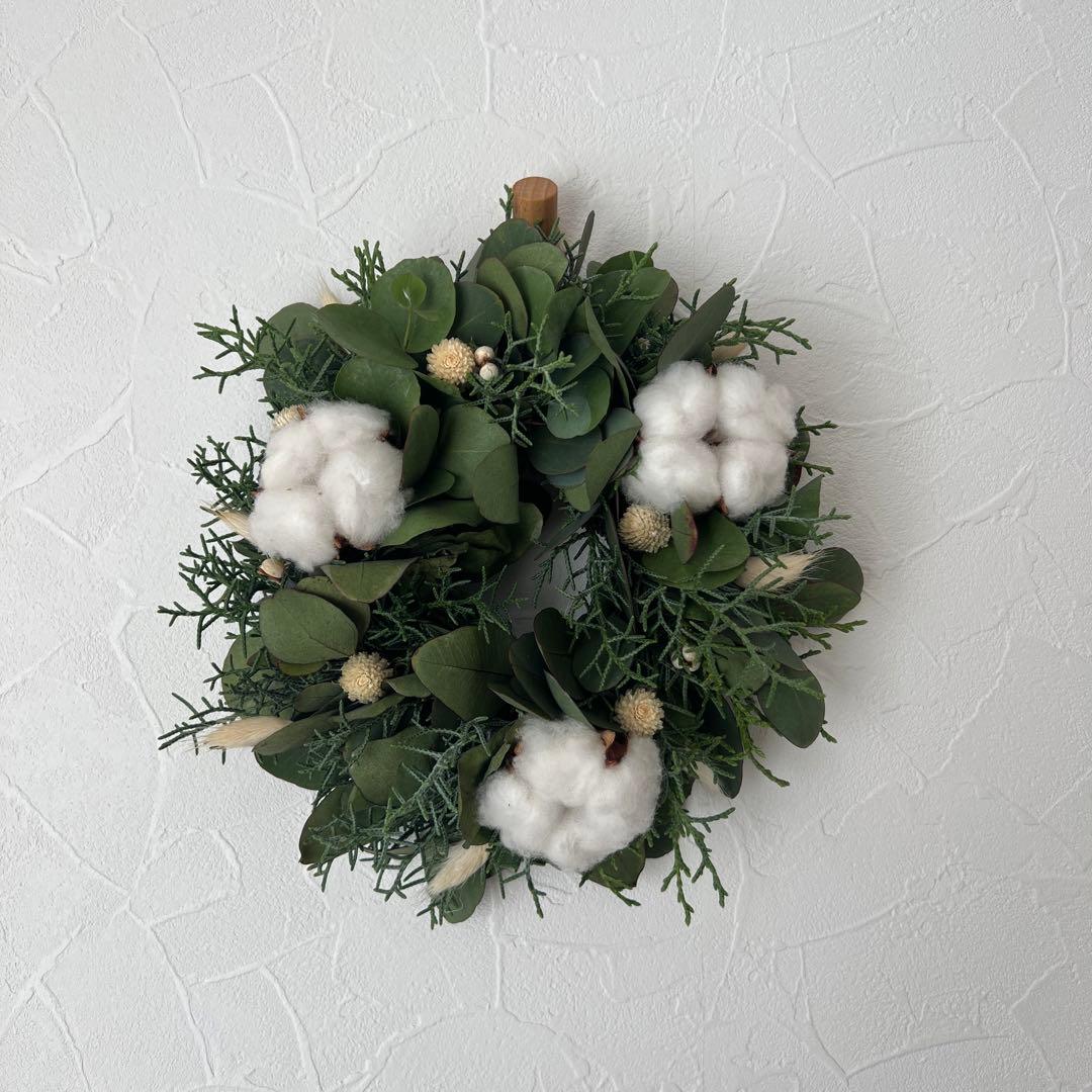 ポポラスとコットンのナチュラルリース ***ラッピング無料 冬 プレゼント