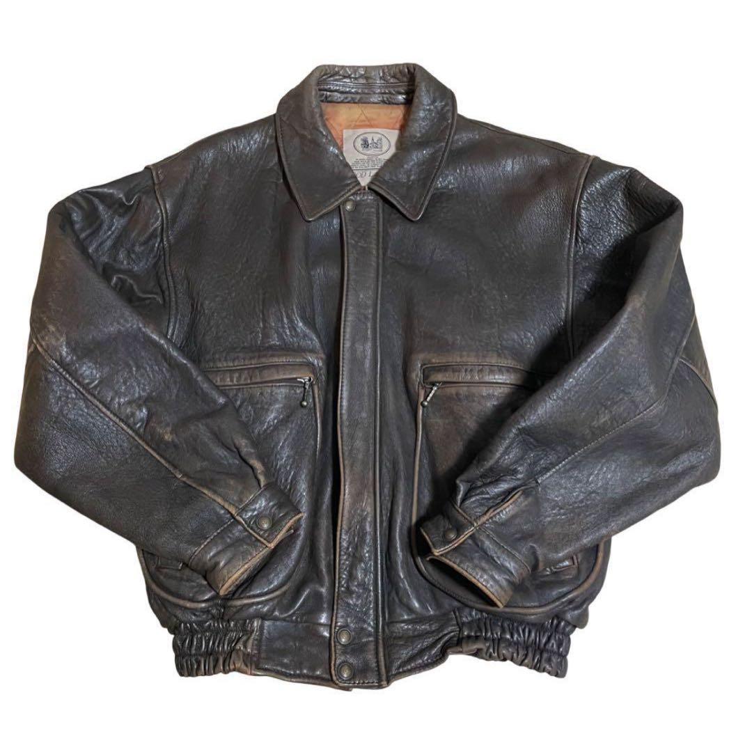 80s A-2 ラムレザー　ボンバージャケット　短丈　茶心