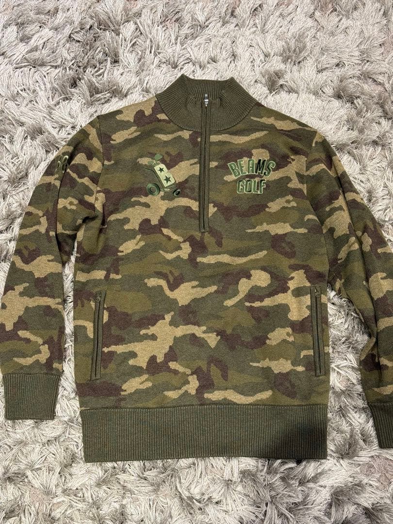 ビームスゴルフ　ニット　カモ　迷彩　L