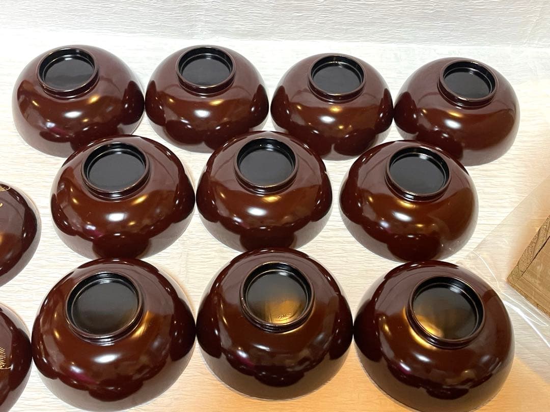 木製漆器 吸物椀 10客　金蒔絵 骨董 時代物 アンティーク②150