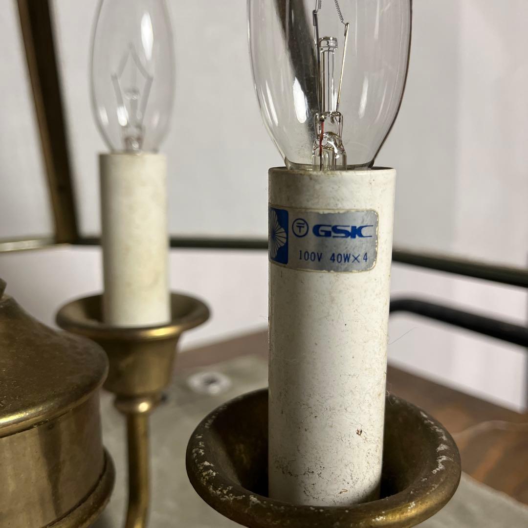 ビンテージ◾️4灯 天井照明 ゴールドフレーム ペンダントライト シャンデリア B