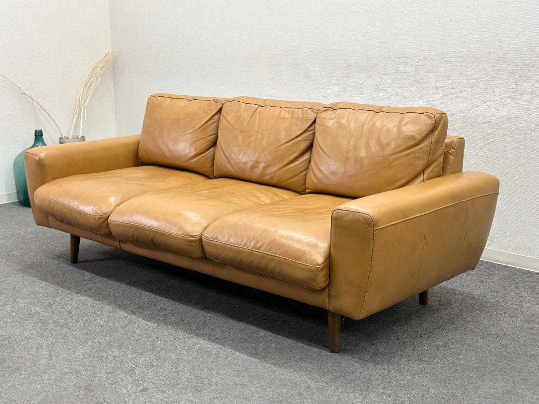 ■unico/ウニコ■MOLN/モルン　レザーソファ　3人掛け　ブラウン　本革