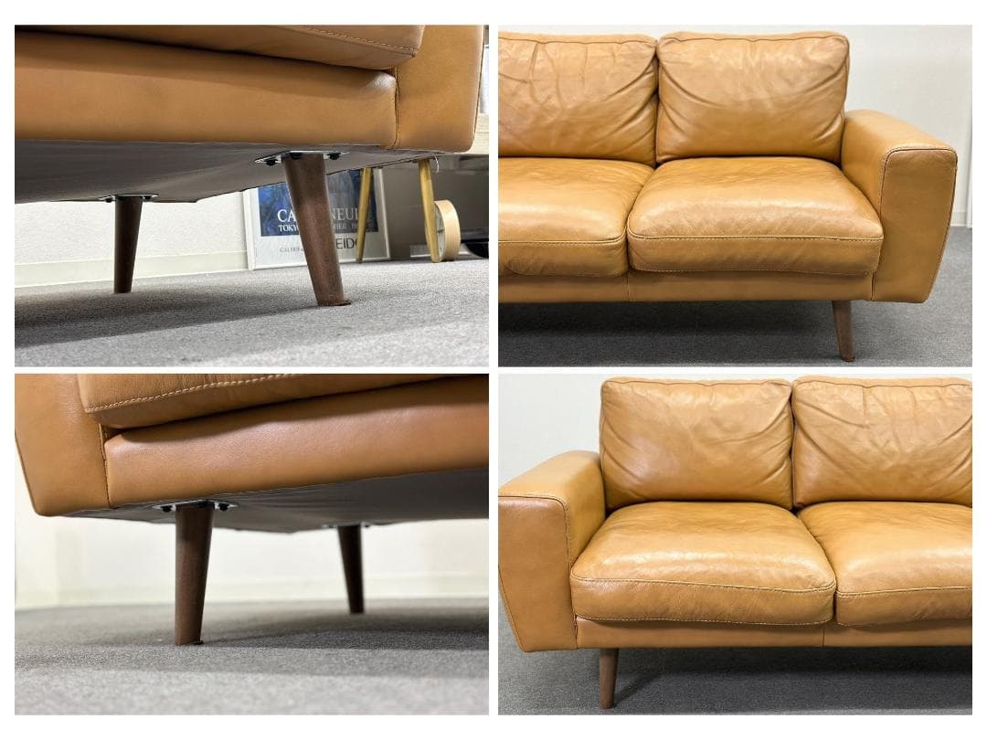 ■unico/ウニコ■MOLN/モルン　レザーソファ　3人掛け　ブラウン　本革