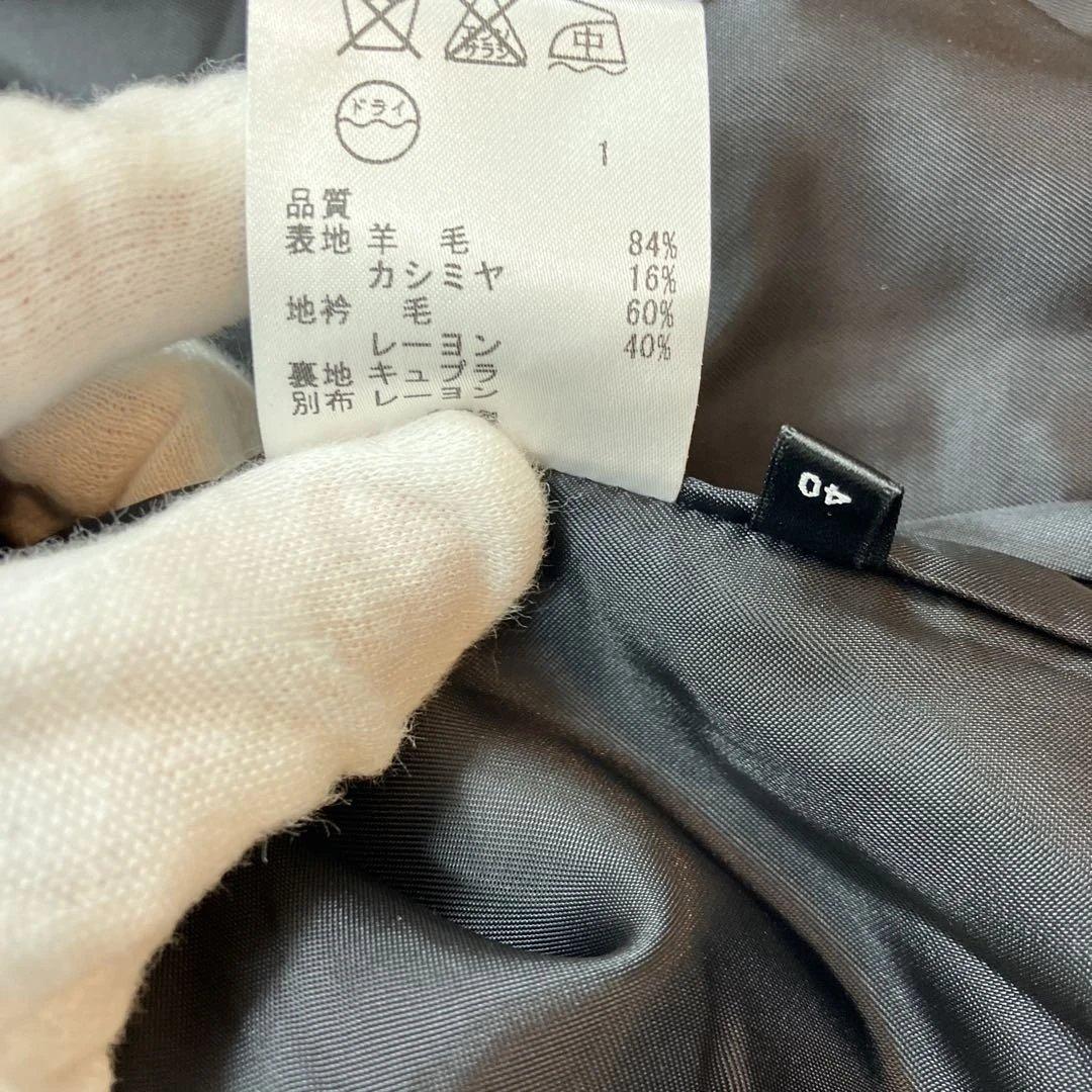 極美品ポールスミスブラック トレンチコートカシミヤ混 マルチストライプ 黒色 L