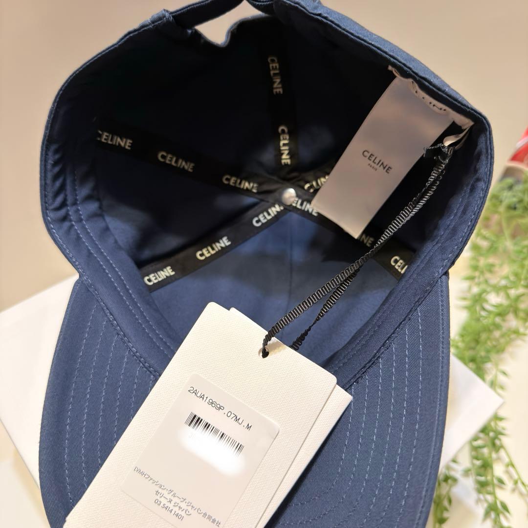 限定セール　【新品タグ付き】　CELINE ネイビー ロゴ ベースボールキャップ