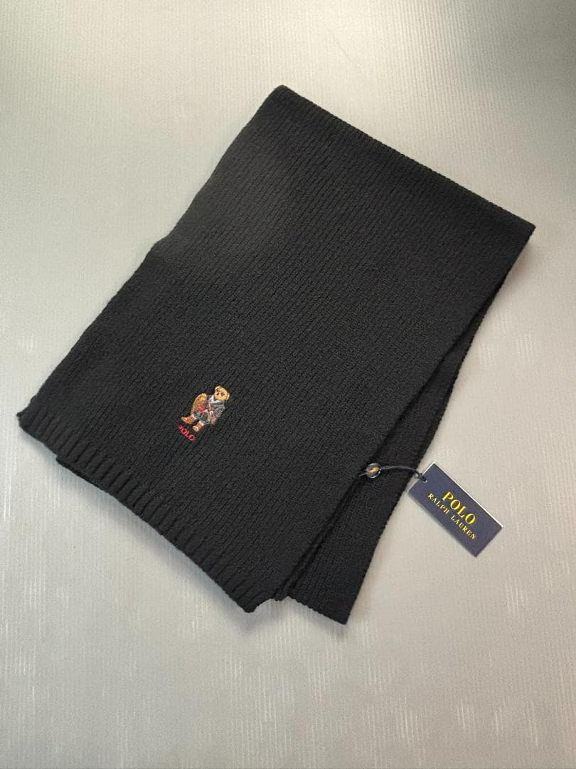 15日まで特価2025今季ベア　新品　ラルフローレンポロベアマフラー　ブラック