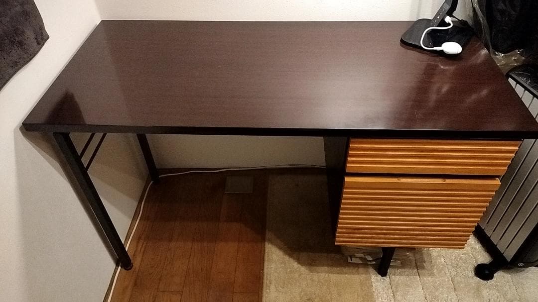 学習・パソコン用モダンデスク 引出し付き木製木目調机