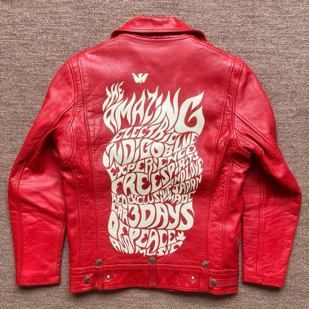 ルイスレザー ポールスミス ライダースジャケット M サイクロン レッドイヤー