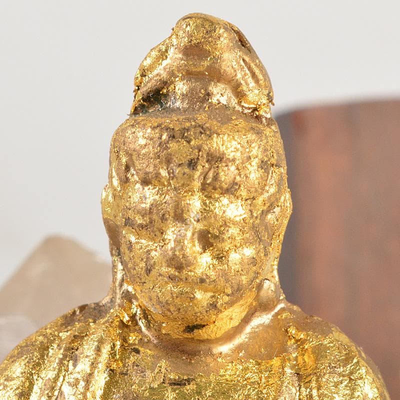 仏教美術　銅塗金　銀滴装飾　水晶観音像　仏像　置物　唐木台付　D　R6075C