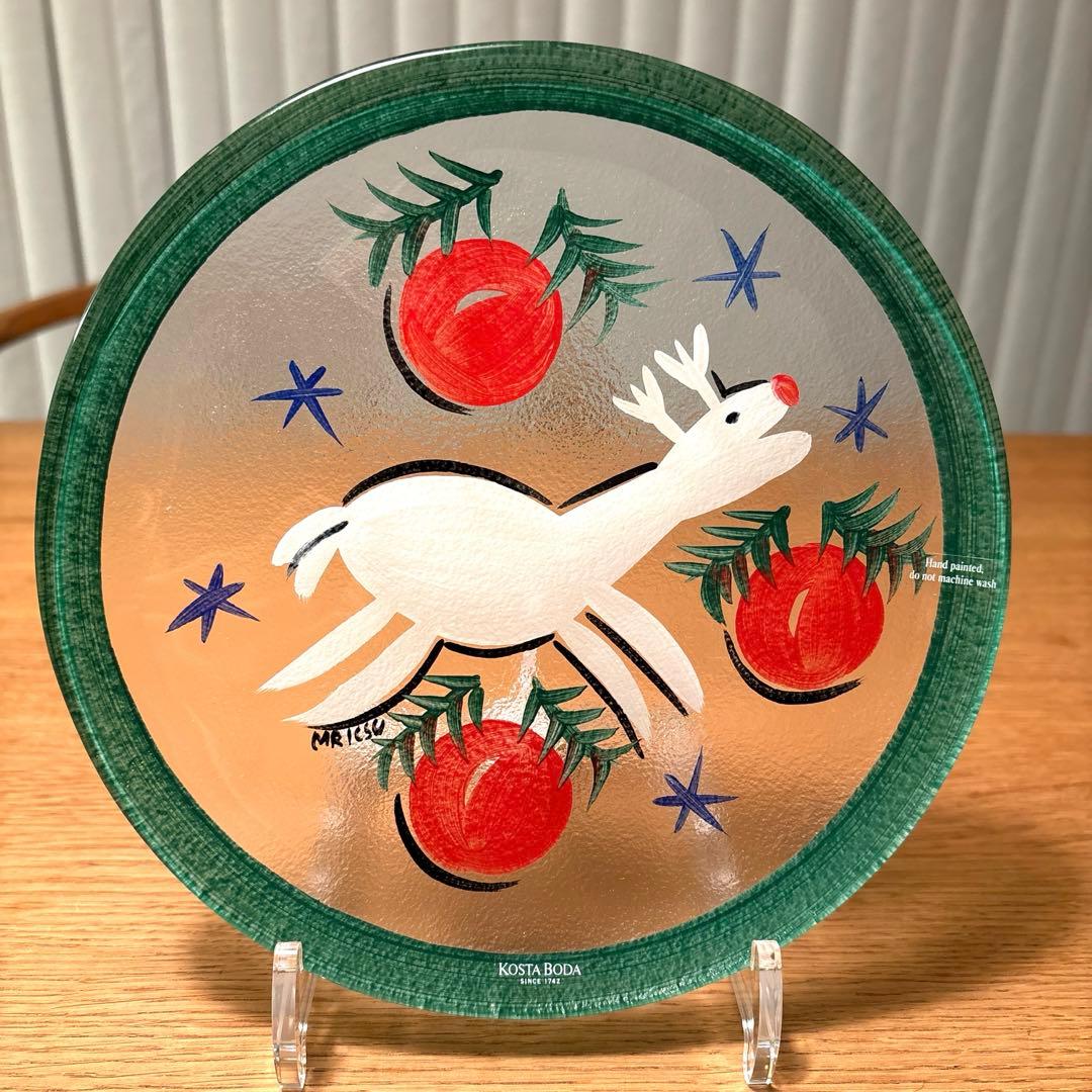 レア　KOSTA BODA トナカイプレート Martti Rytkonen