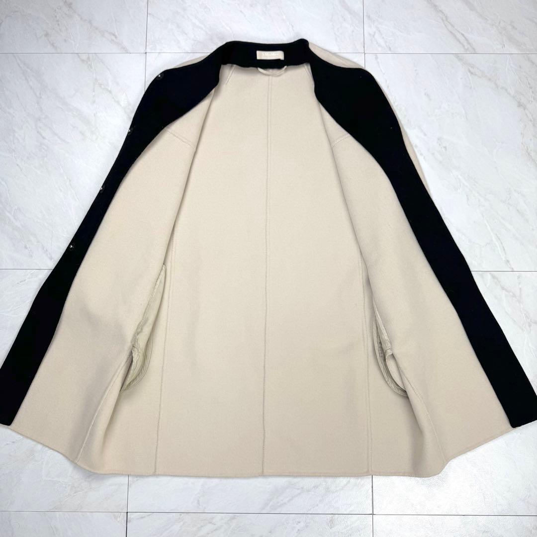 美品 S マックスマーラ クチートアマーノ パイピング ノーカラー ロングコート