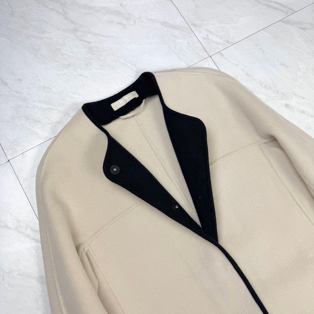 美品 S マックスマーラ クチートアマーノ パイピング ノーカラー ロングコート