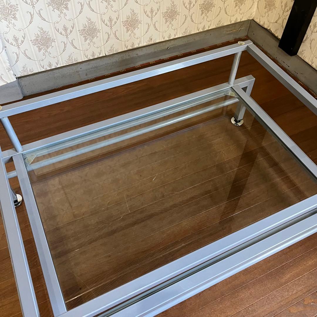 【インダストリアル】アイアンフレーム ガラステーブル センターテーブル 男前