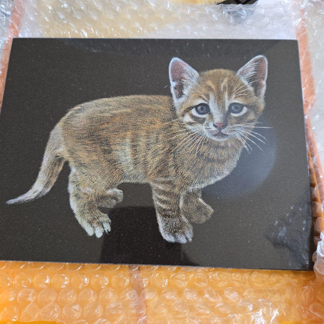 御影石(黒)猫の影彫り置物