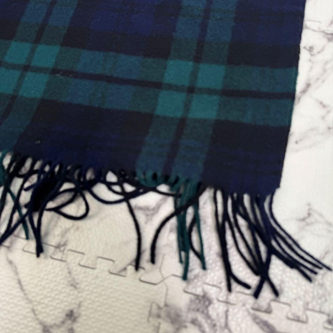 ジョンストンズ　大判ストール　カシミヤ100% ブラックウォッチ　チェック柄