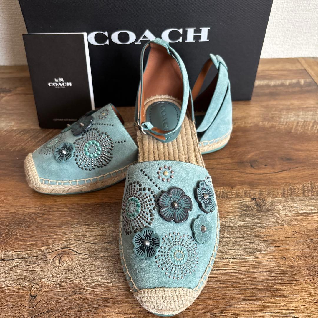 COACH レザーフラワー　サンダル　エスパドリーユ【未使用美品】 再値下げ品
