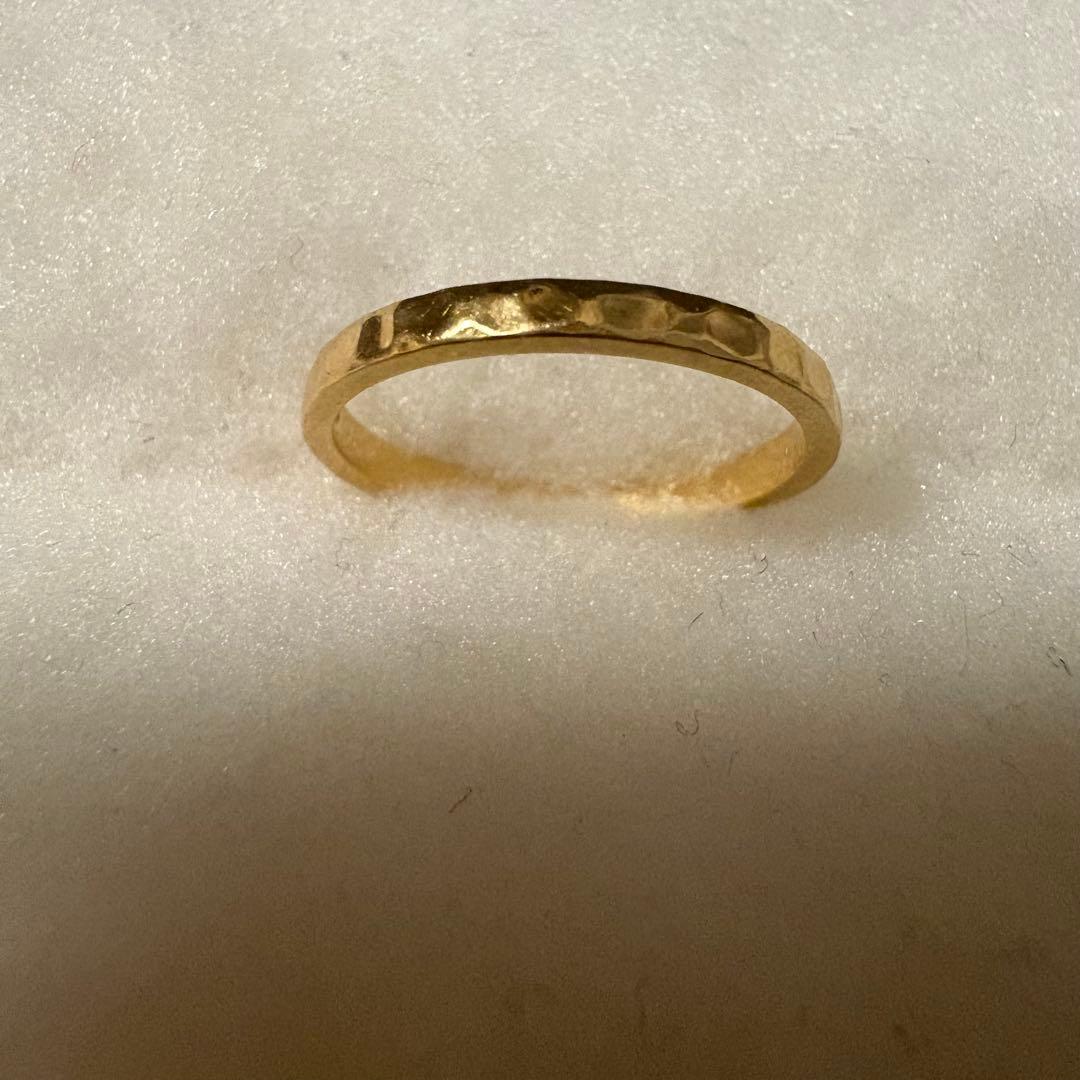 K18YG ハンマード (槌目加工)ピンキーリング　#4