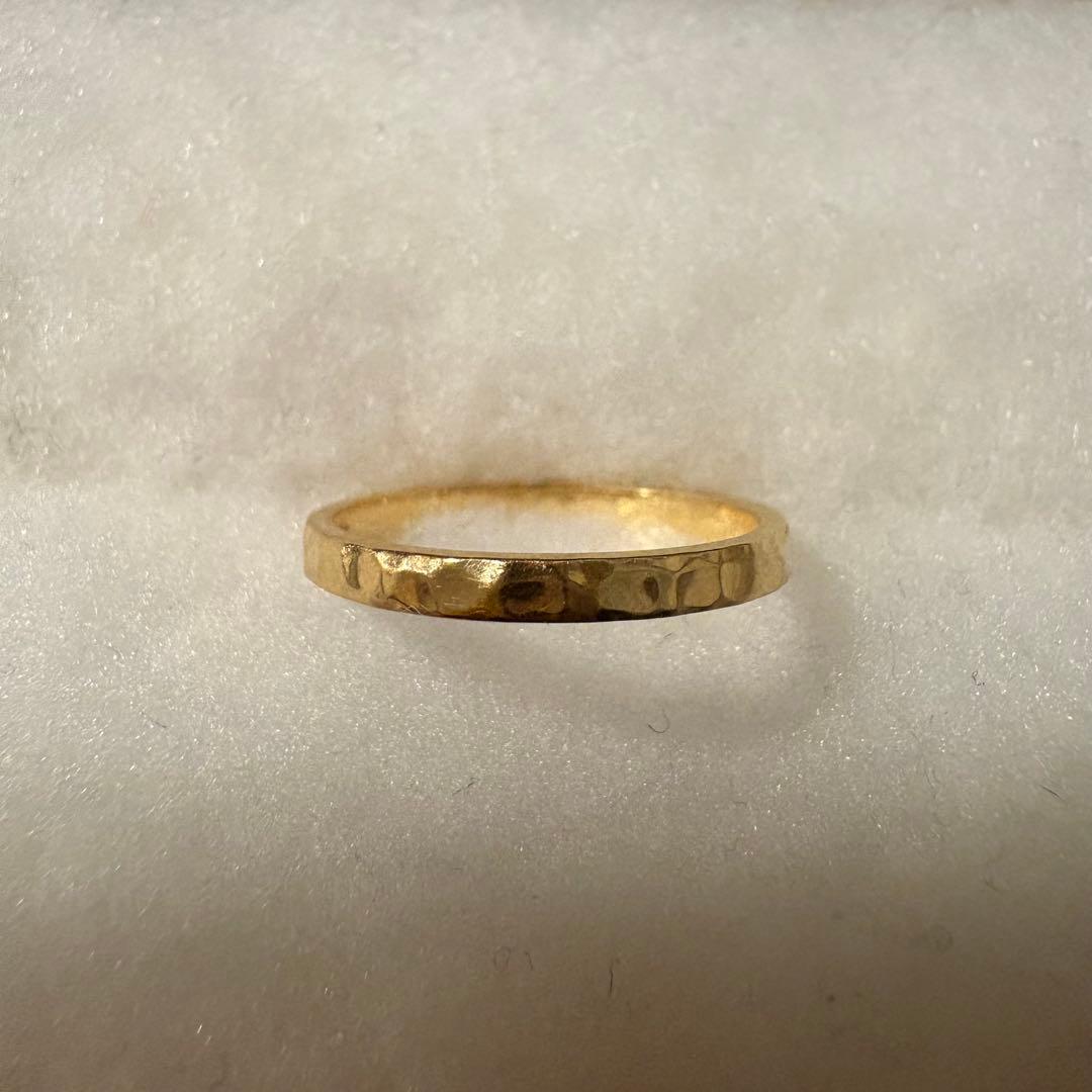 K18YG ハンマード (槌目加工)ピンキーリング　#4