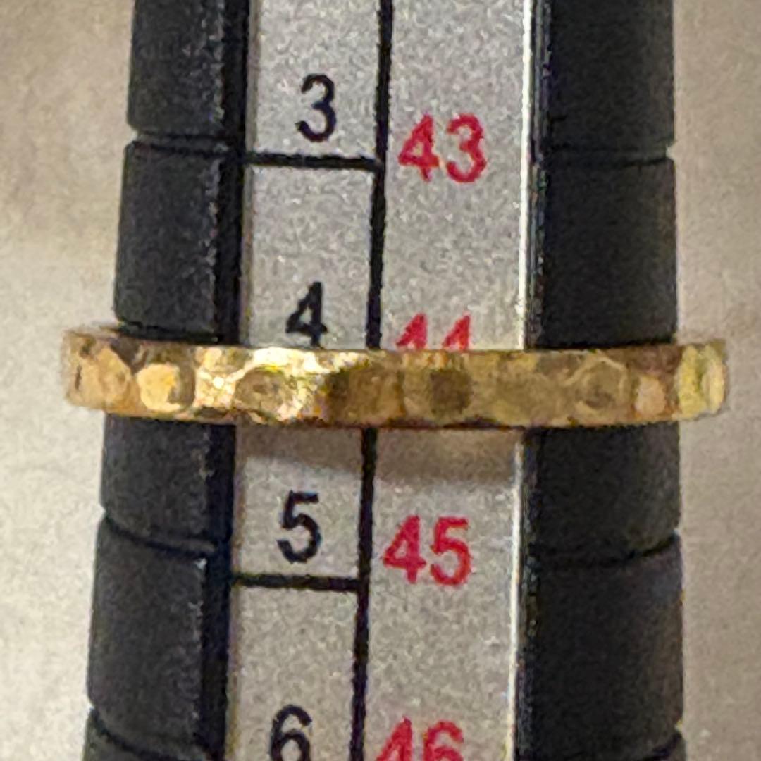 K18YG ハンマード (槌目加工)ピンキーリング　#4