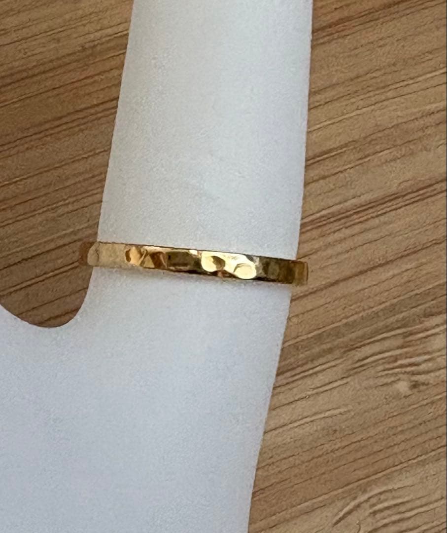 K18YG ハンマード (槌目加工)ピンキーリング　#4