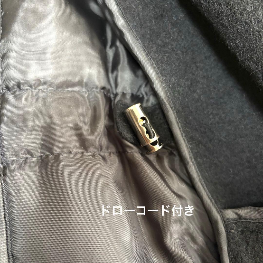 【Tu】ロングコート　ウール　ダウン　異素材切替　ドロスト　フード　新品　青　黒
