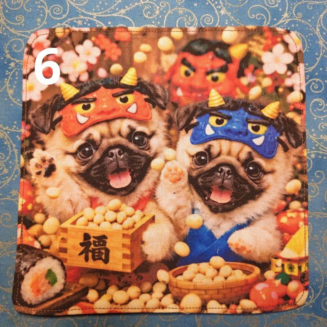 パグちゃん柄　ハンカチ　ハンドメイド　お好みお選び下さい。