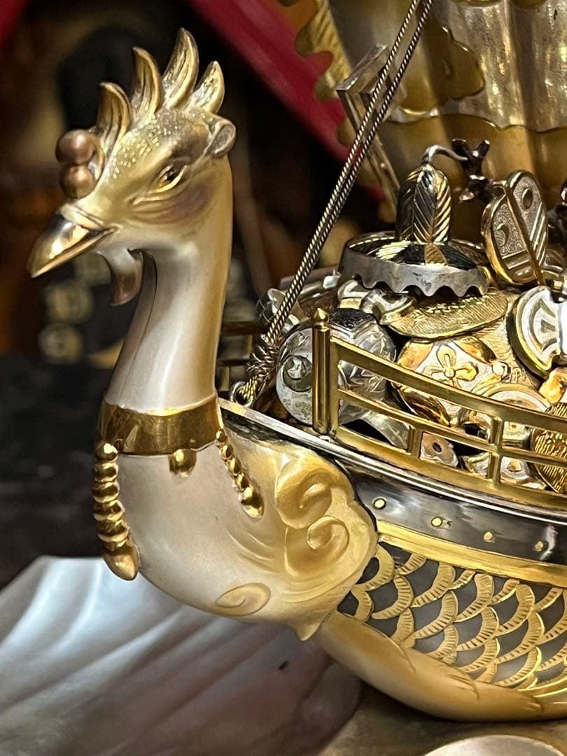 銀製鳳凰寳船、銀製鳳凰宝船、銀製鳳凰宝船2号、銀製宝船、ケース36センチ