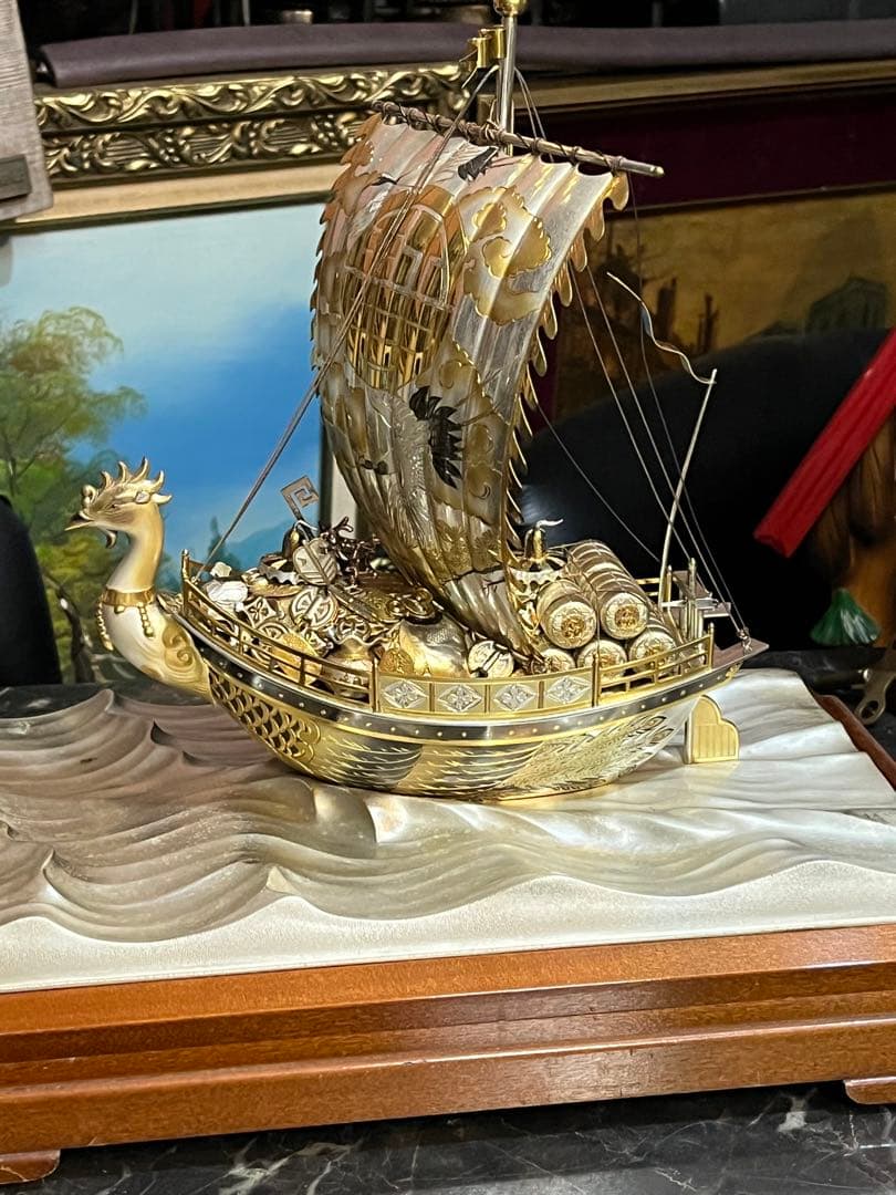 銀製鳳凰寳船、銀製鳳凰宝船、銀製鳳凰宝船2号、銀製宝船、ケース36センチ