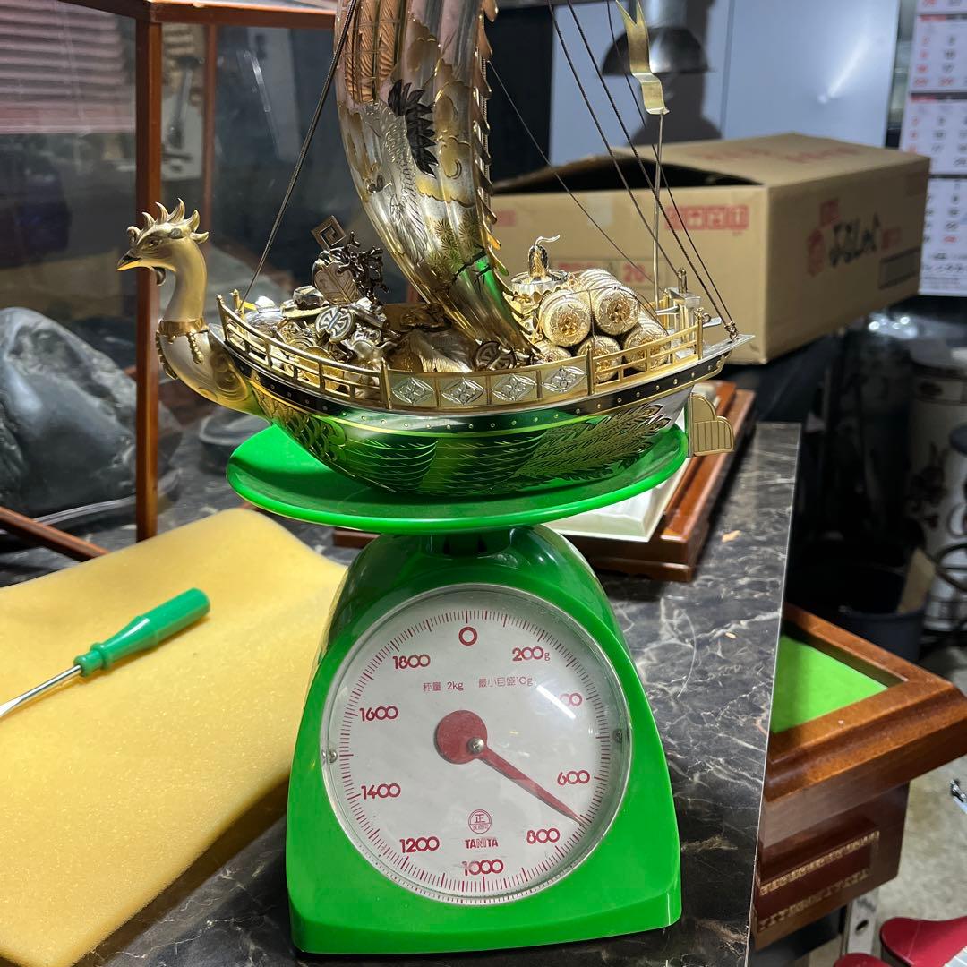 銀製鳳凰寳船、銀製鳳凰宝船、銀製鳳凰宝船2号、銀製宝船、ケース36センチ