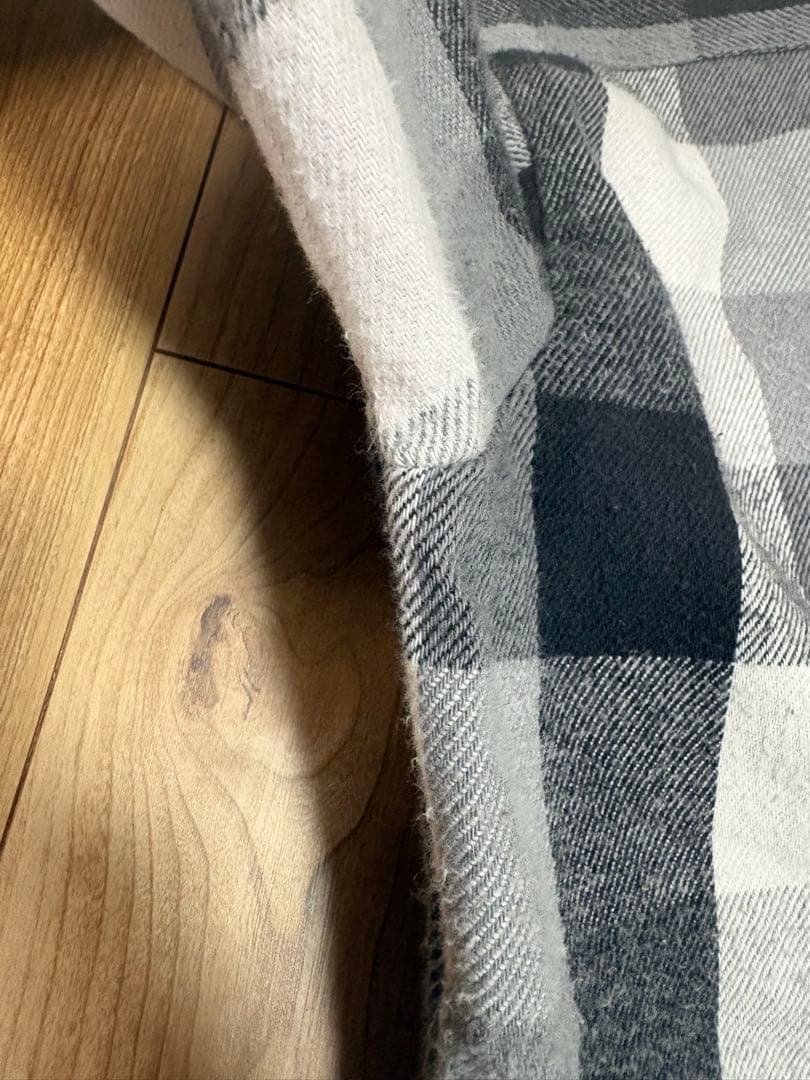 【好配色】FIVE BROTHERネルシャツ　白黒グレーブロックチェックMサイズ