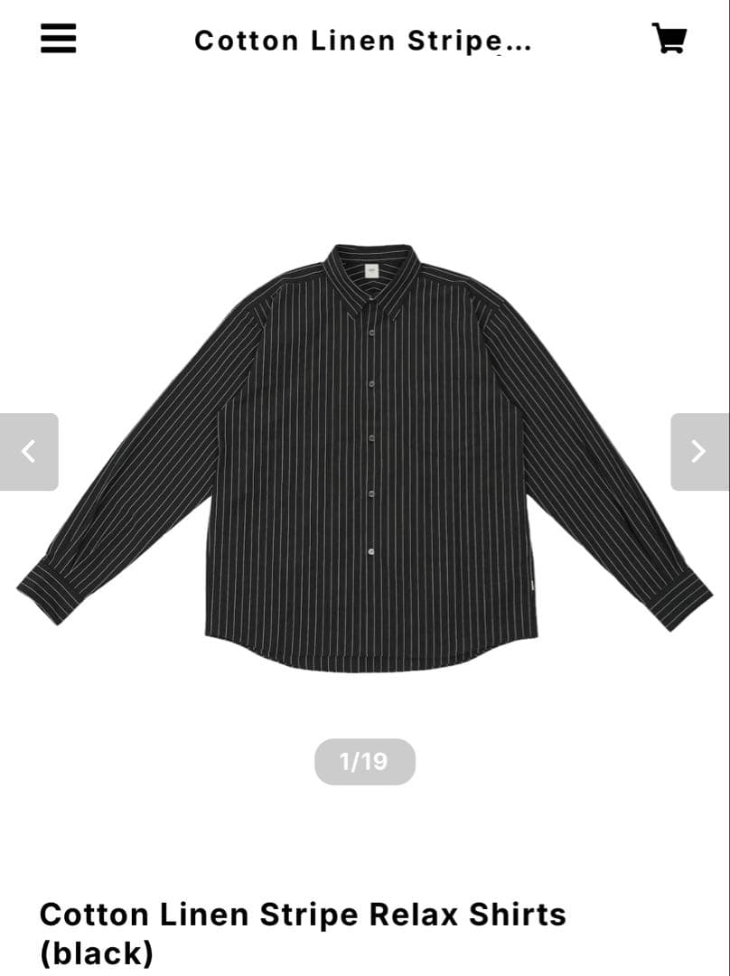 OVY Cotton Linen Stripe Relax Shirts 黒　L