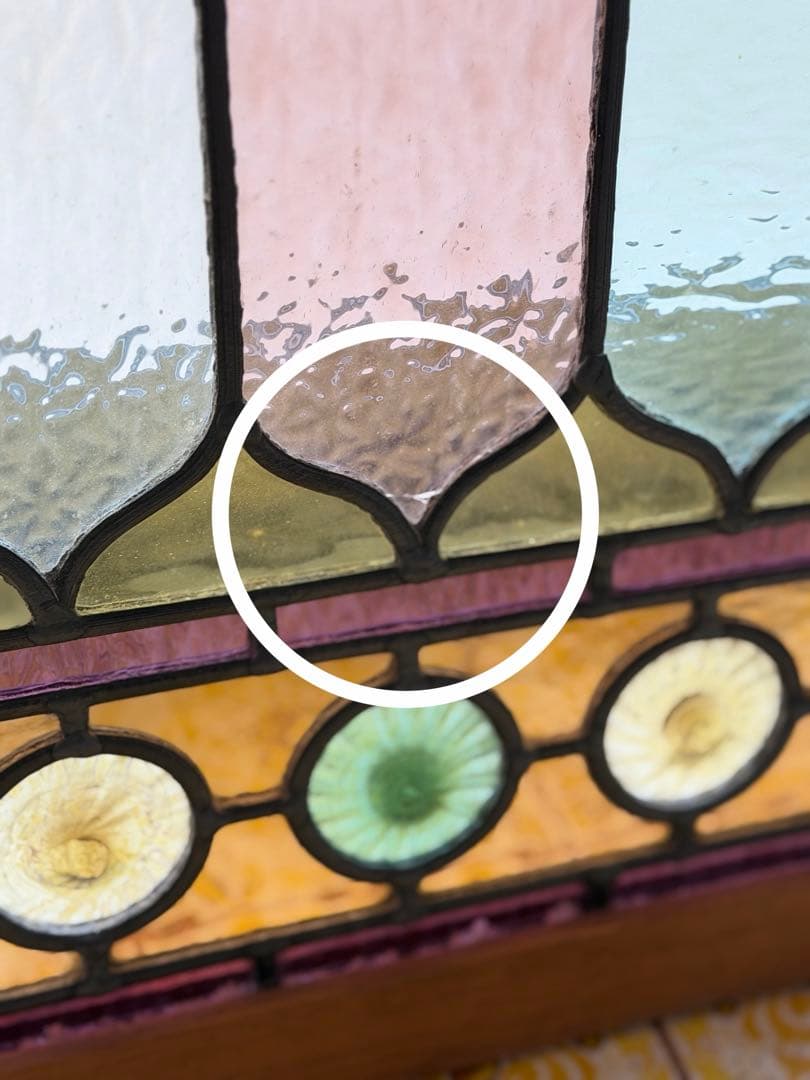アンティークステンドグラス ロンデル マルチカラー 縦横使い 1920年代英国製