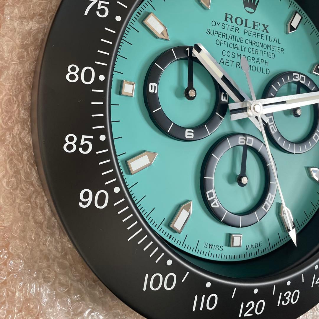 海外販促品 新品 ROLEX掛け時計 デイトナ 黒／ブルー！