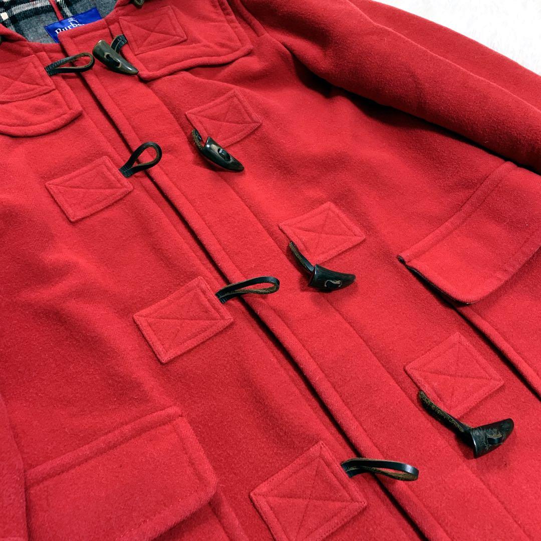 バーバリーブルーレーベル ダッフルコート 赤 ノバチェック ウール100% 38
