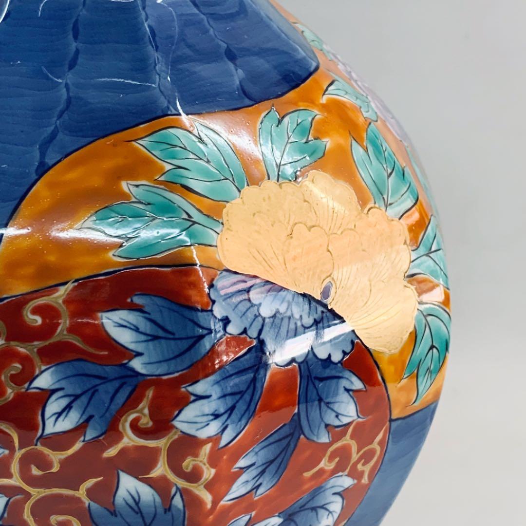 【花瓶1】有田焼　瓢形　瓢絵　12号　崋山万右衛門　共箱